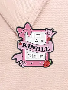 I’m A Kindle Girlie Enamel Pin Strawberry Bowtie Electronic Book Reader Humorous Alloy Brooches Lapel Backpack Badge Fashion Jewelry Accessories Gifts for Friends Fashion Accessory Enamel Lapel Pins
