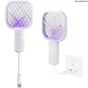 1 PCS 2-In-1 USB Mini Electric Mosquito Swatter, UV Light Bug Killer Lamp, Portable Insect Zapper For Indoor Home Use