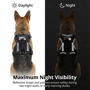 Stylish Geometric Service Dog Vest Adjustable Soft Harness with 5 Custom Tags | Breathable ESA/Therapy Dog Gear for Small Medium Pup