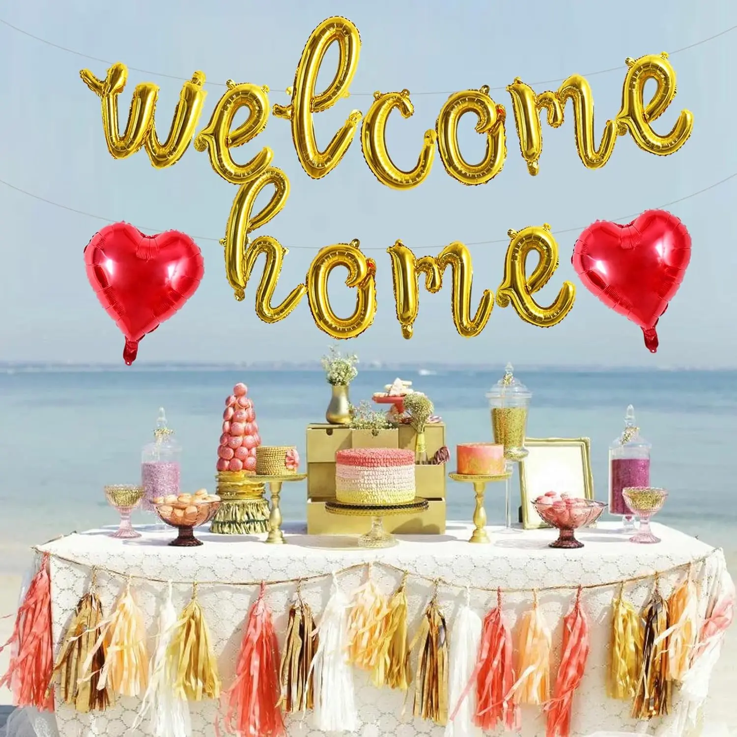 Welcome Home Balloons,Gold Cursive Welcome Home Foil Balloons Banner 16 Inch Welcome Home Party Decorations for Homecoming Party Decorations House Warming Party Family Gathering Supplies
