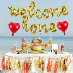Welcome Home Balloons,Gold Cursive Welcome Home Foil Balloons Banner 16 Inch Welcome Home Party Decorations for Homecoming Party Decorations House Warming Party Family Gathering Supplies