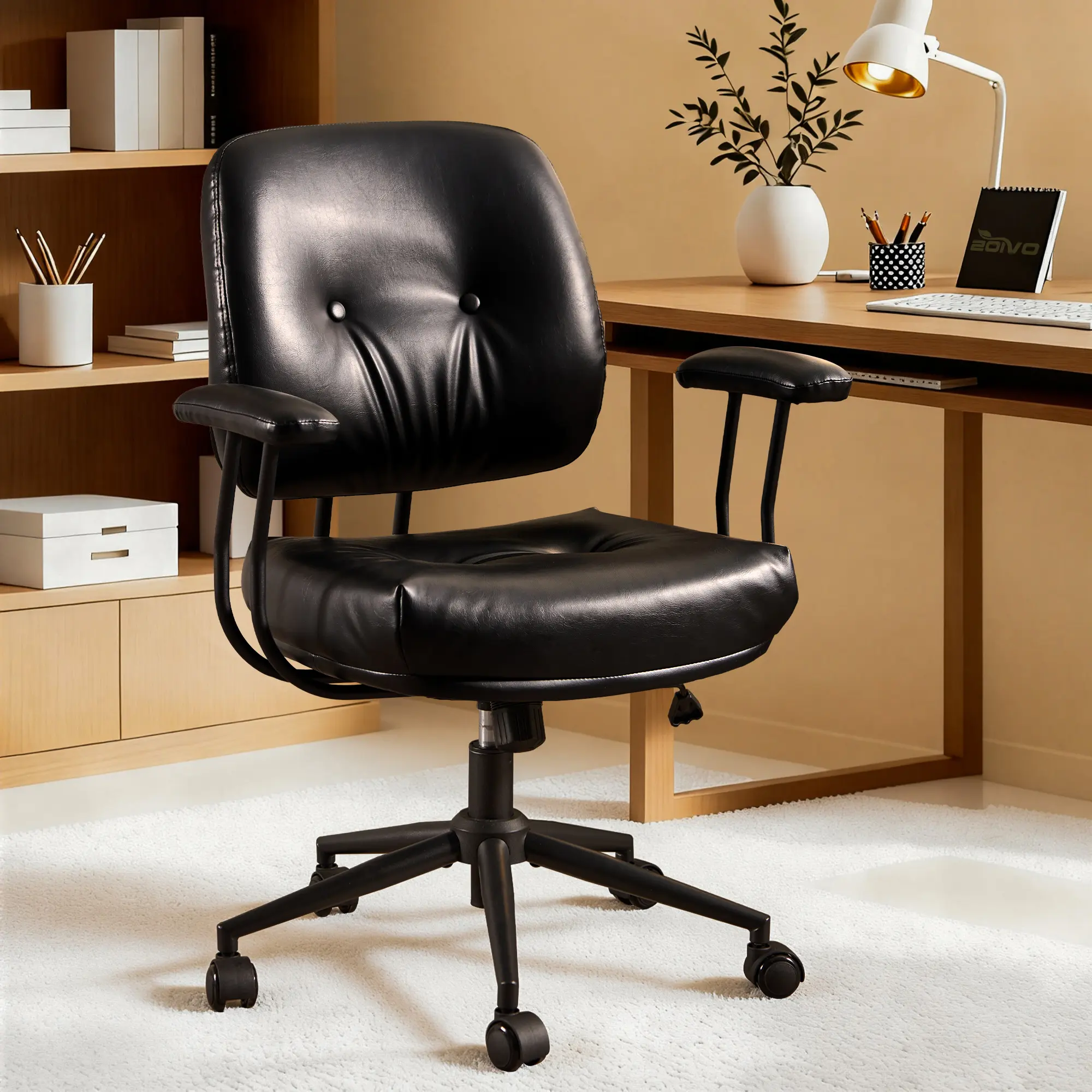 Black PU with Thick Cushion&Armrest