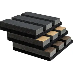 Slat Acoustic Panels 3-, 3.9" x 3.9" Acoustic Wall Panels, Soundproof Wooden Wall Panels,  Fluted  Panels for Living Room Bedroom Office Wall Decor