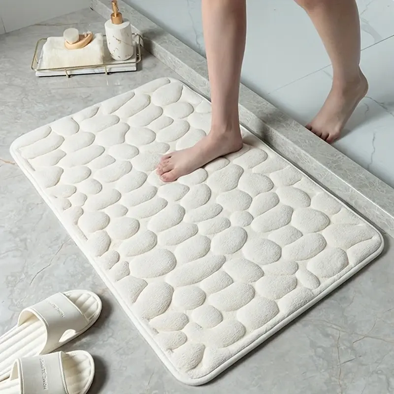 Soft Absorbent Non-Slip Pebble Pattern Bath Mat, Bathroom Floor Mat, High Water-Absorption Reduces Slipping Bathroom Rug for Bedroom & Kitchen, Non Slip Mats, Water Absorbing Mat