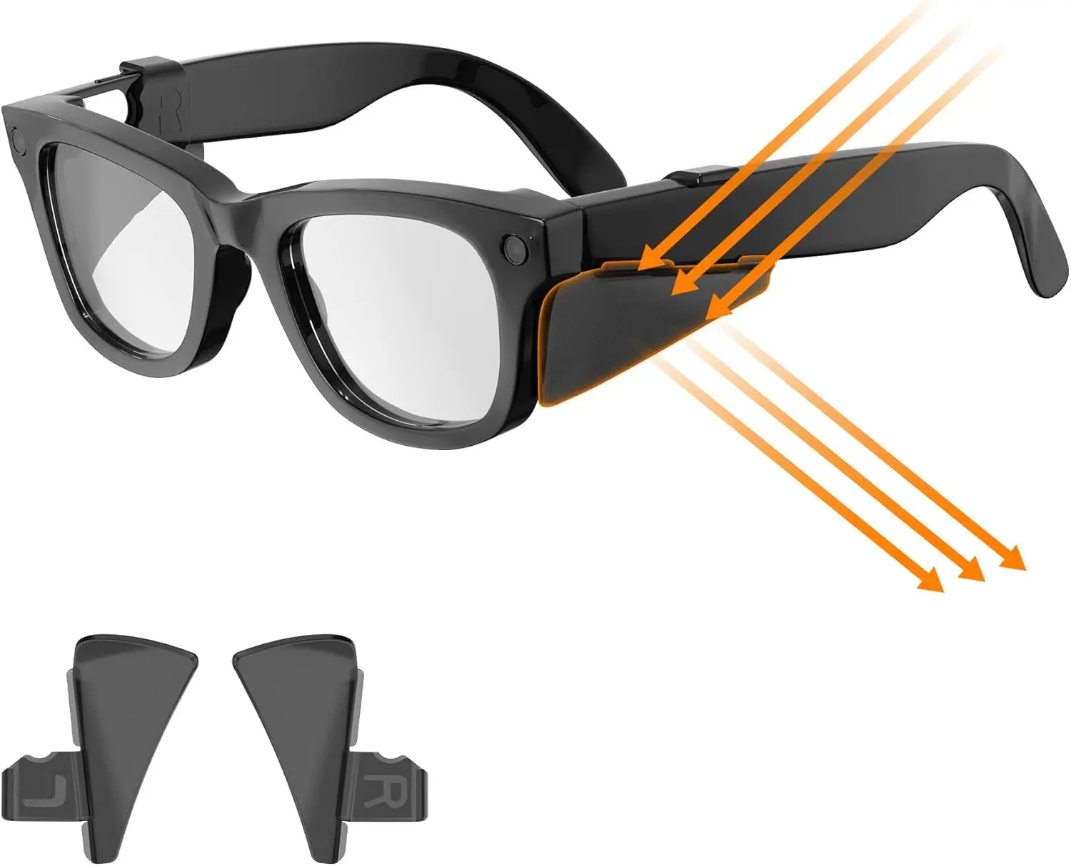 Safety Glasses Side Shields for Ray-Ban Meta Wayfarer/Skyler/Headliner (Gen 2) & Oakley Meta HSTN Smart Glasses, 1 Pair 3.2g Durable Anti-Slide Lightweight, Easy to Install Glare Blocking Blocks Side Light Comfortable Wear for Bikers