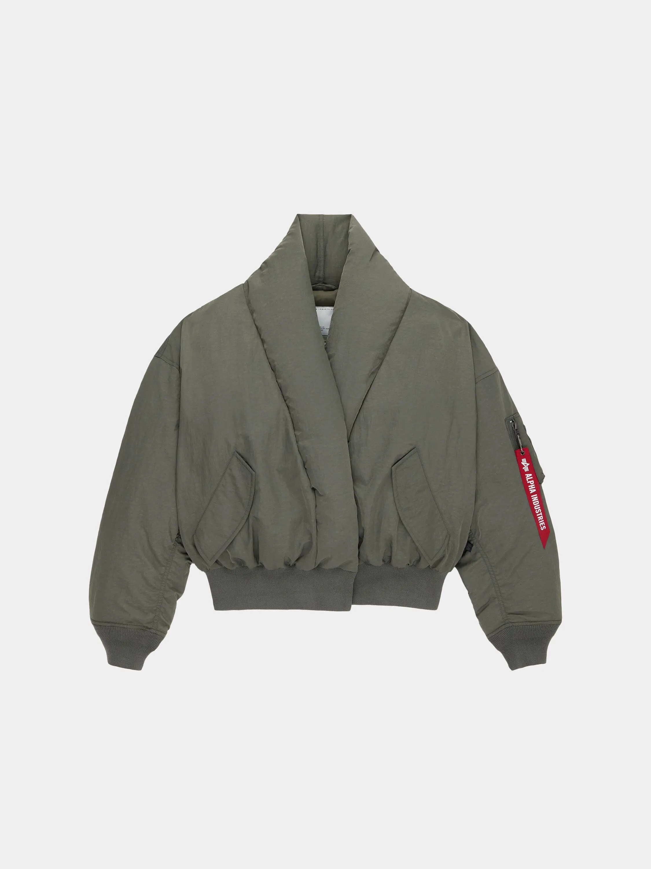 SHAWL COLLAR BOMBER JACKET WOMENS (FIELD GRAY)