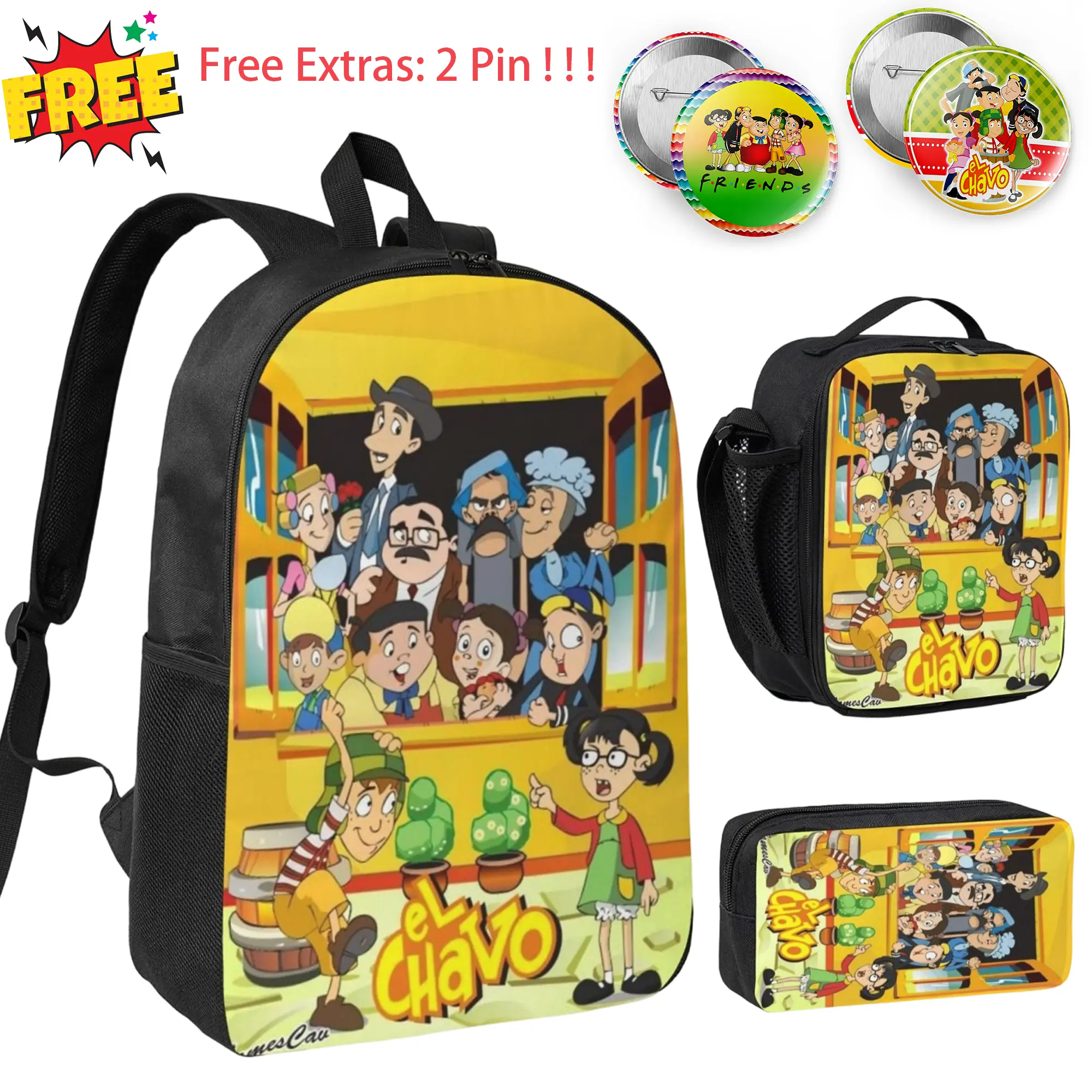EI chavo Backpack Spacious and Ultra-Light Chavo birthday decorations Shoulder Backpack utility El chavo del ocho party supplies Laptop Backpack for Men Women Schoolbag for Work Hiking Travel FreeExtras: 1 Pencil Case -2 Pin !!!