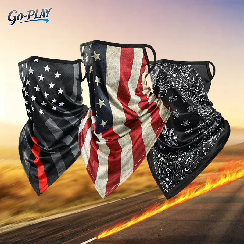 3 Pcs Adults' Unisex American Flag Paisley Pattern Neck Gaiter Face Mask with Ear Loops - UPF 50+ UV Protection, Biking/Raving Outdoor Balaclava Headband Head Wrap (Sports & Outdoor Face Cover), Sporty Face Covers & Mask