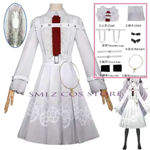 White Onions Mikou Cosplay Game Project 25night Vtuber Stage Feat Shiraneggi Cosplay White Dress Halloween Outfit Set for Girl