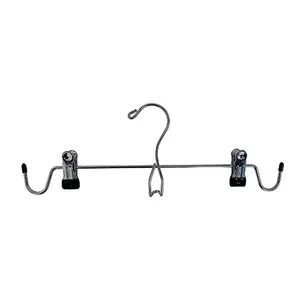 USTECH Space-Saving Cami Hanger with Rubber Coated Tips - Steel Pant Hangers for Tank Tops & Lingerie | Non-Slip Skirt Hangers with Metal Clip Hook | Pack of 12 Hanging Organizers