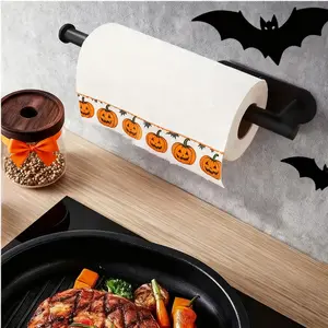 [Adhesive Paper Towel Holder] Sleek Black Wall-Mounted Paper Towel Holder | Commercial Grade, Self-Adhesive, No-Drill Installation, Durable Plastic with Drainage for Kitchen & Bathroom Organization