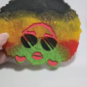 Afro Silhouette| Afro Art Coasters Set of 4| Resin Magnets set of 4| Handmade Colorful Home Decor | Unique Gift Idea