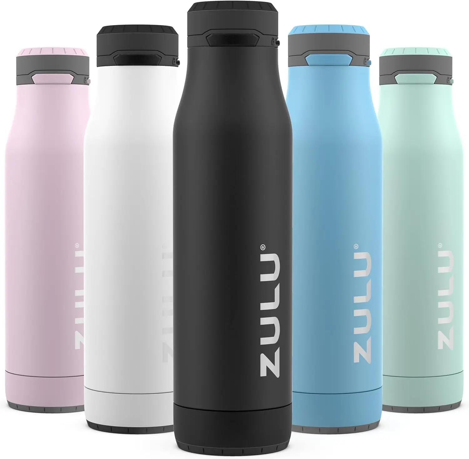 24oz Insulated Stainless Steel Water Bottle, Chug Spout, Black | Leakproof water bottle keeps drinks cold for hours. BPA-free, locking lid, sip or chug, perfect for gym, travel, and school. Gift