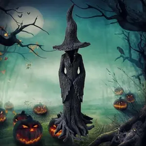 1pc Mysterious Witch statue decoration piece, Halloween creative dark, mysterious and cold home decoration piece, home fireplace living room coffee table decoration piece that easily creates a perfect atmosphere, resin handicraft