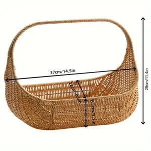 IPC Multifunctional Portable Picking Basket, Creatively Designed to Resemble a Wicker Fruit Basket, Suitable for Wedding Wine Gift Baskets, Flower Baskets, And Outdoor Picnic Baskets, Weaving Storage Basket, Handheld Picnic Basket