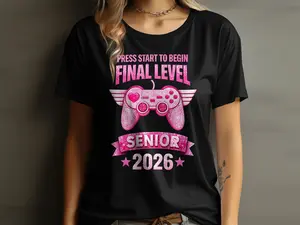 Press Start to Begin Final Level Senior 2026 T-Shirt Gamer Graduation Tee