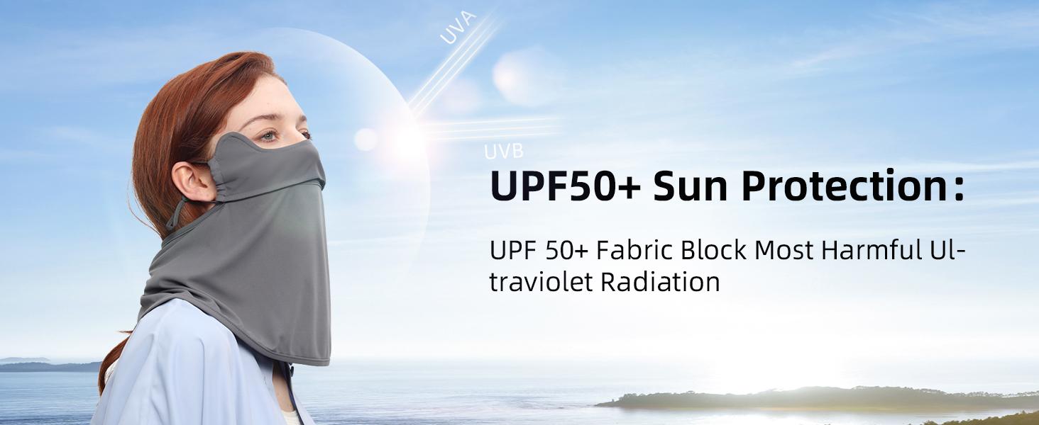 UPF50+ UV Protection Face Mask with Neck Flap,Breathable Ear Loop Windproof Dustproof Full Face SunShield, for Women Men Outdoor Cycling Driving HikingCommute Daily Wear