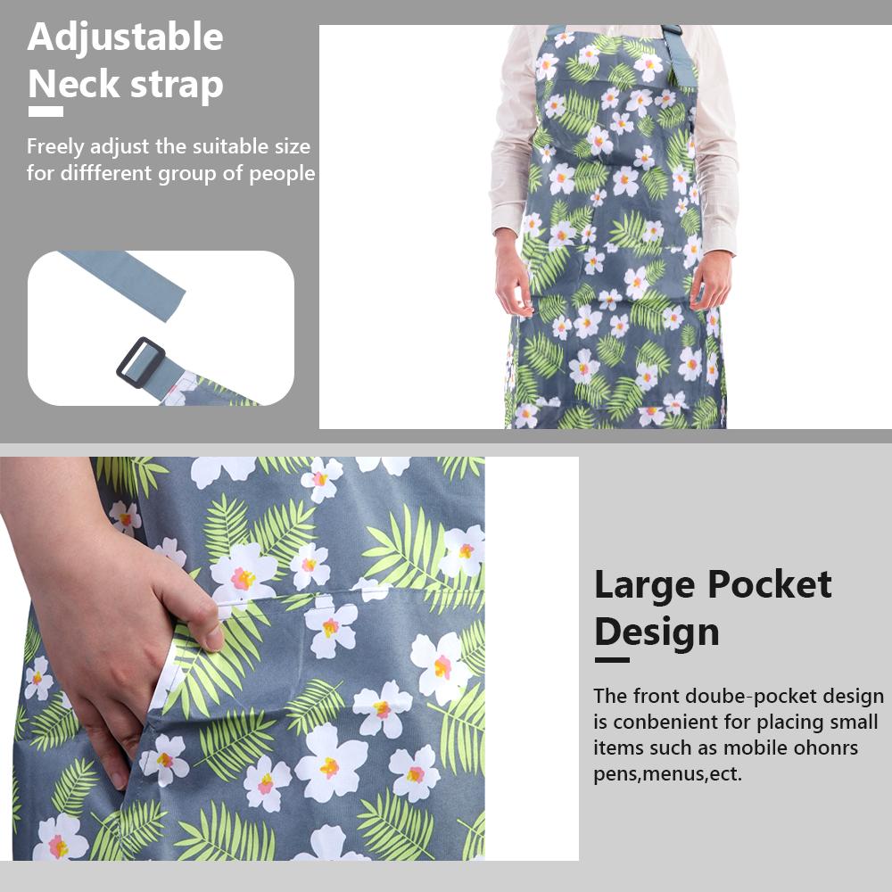 Women's 3-Piece Floral Print Aprons Tool Set - Water-Resistant, Adjustable-Strap, Front-Pocket Kitchen Aprons for Cooking, Gardening, Aprons With Pockets, Adjustablestrap