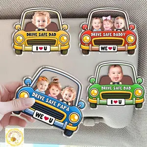 Personalized Kids Photo Car Visor Clip, Drive Safe Daddy Visor Clip, Custom Baby Face Gift For Dad
