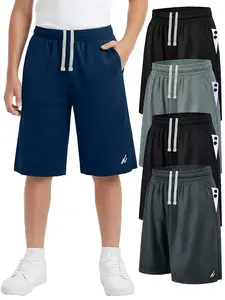 Ny Threads Athletic Shorts for Boys - Quick Dry, Lightweight Basketball Wear with Pockets & Drawstring, 5 Pack in Various Colors, X-Large