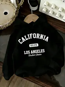 Girls' Letter Print Hoodie, Casual Fitted Long Sleeve Top, Soft Comfortable Spring Fall Winter Wear, Versatile Girls' Clothing College Style Letter Print Girls Casual Long Sleeve Hoodie Sweatshirt For Autumn/Winter