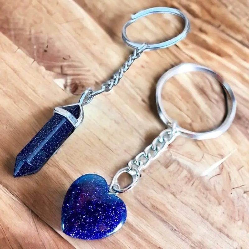 Blue Sandstone Natural Gemstone Keychain