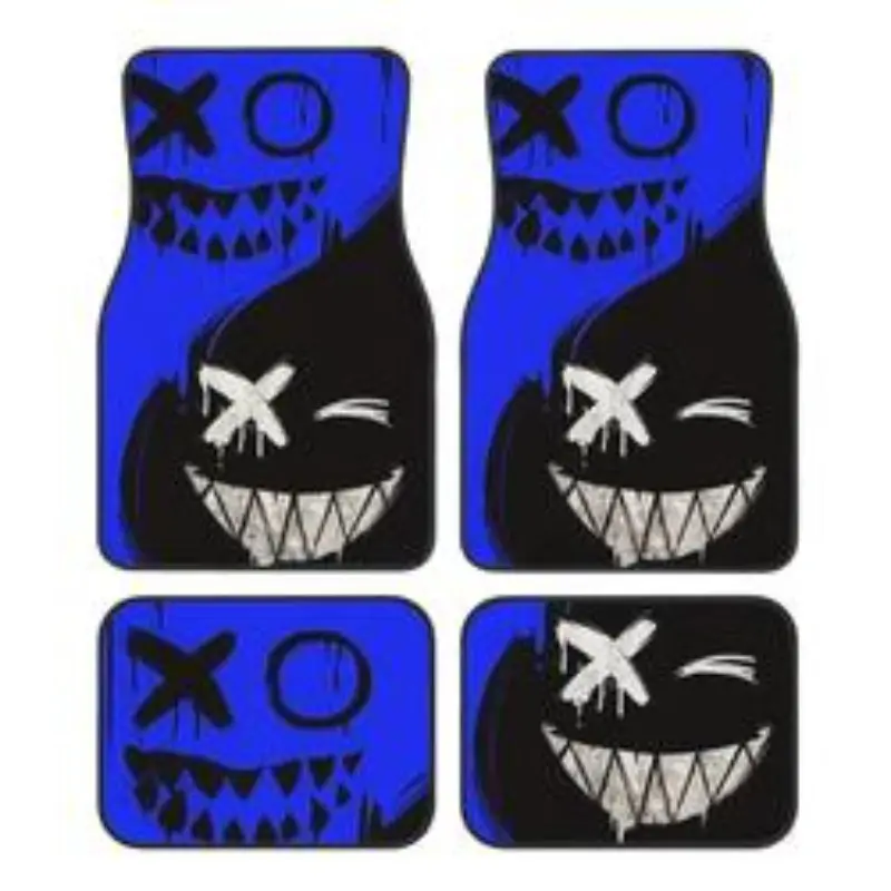 4 Piece Graffiti Demon Cartoon Car Floor Mats, Polyester Fiber Front and Rear Protection, Universal Fit for All Vehicles, Automotive Floor Mats, Car Mats, Car Accessory Cars