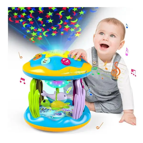 Halloween Gift – Rotating Musical Projector Toy for Babies – Tummy Time Light & Sound for 6-18 Months Boys & Girls