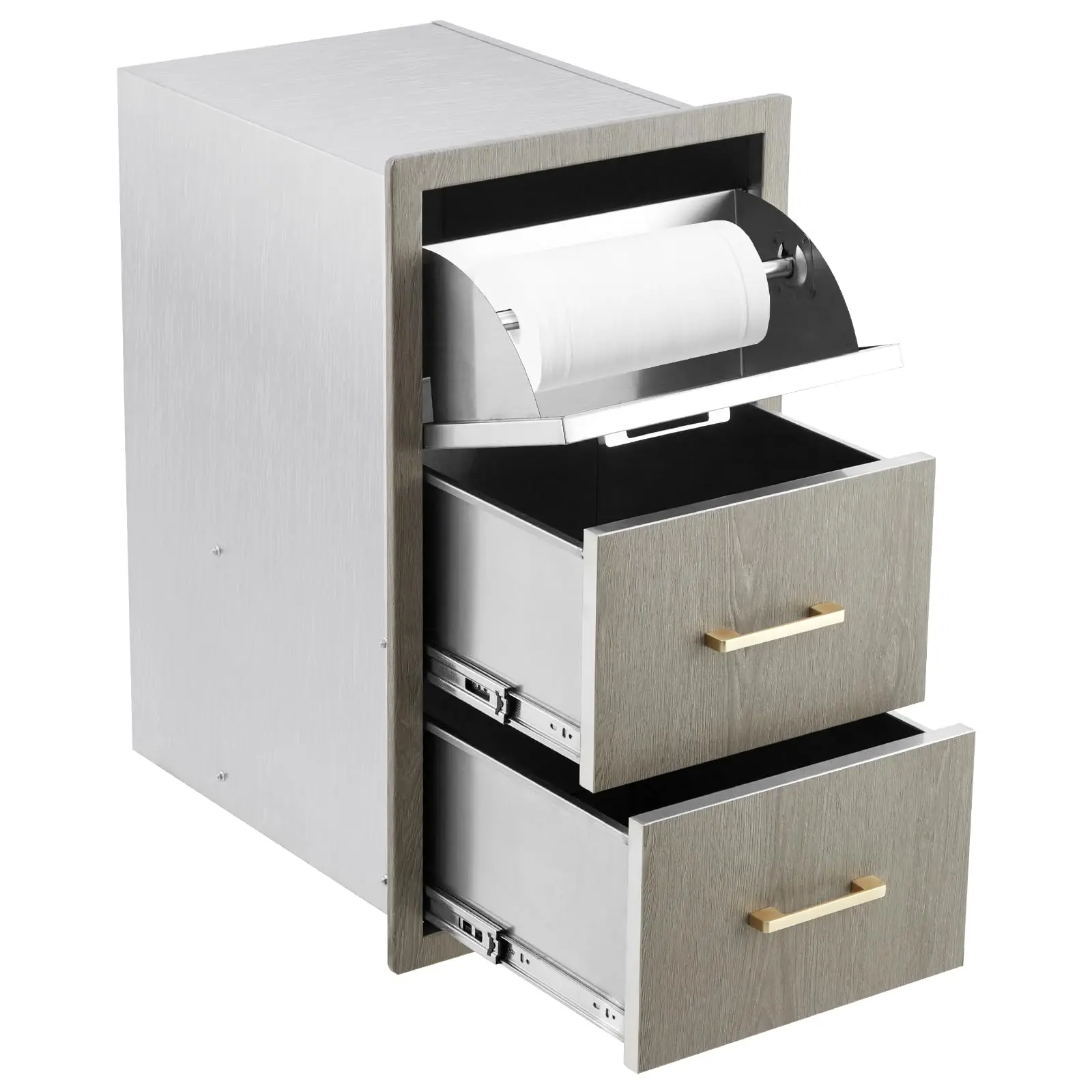 Garvee Stainless Steel Outdoor Kitchen Drawers - Durable, Weather-Resistant Storage with Multiple Sizes and Features Including Double Access, Triple Drawers, and Paper Towel Support for BBQ Islands and Outdoor Kitchens