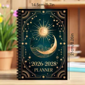 2026-2028 Highland Cow Themed 3-Year Monthly Planner Twin-Wire Spiral Notebook, Coil Bound Daily Journal Calendar Agenda Organizer, Academic & Daily Stationery for Students Adults