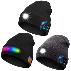 USB-C bright led beanie hat – Warm Knit, Hands-Free Headlamp Perfect Winter Gift for Men, Dad, Husband  Outdoor, Hiking, Night Fun night jogging headlamp cap unisex with  light usa