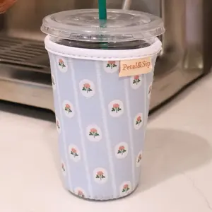 Lightweight Aesthetic Drinkware Sleeve, Reusable Iced Cold Drink Cup Cozy, Fits Most Cups, Gift for Coffee Lovers