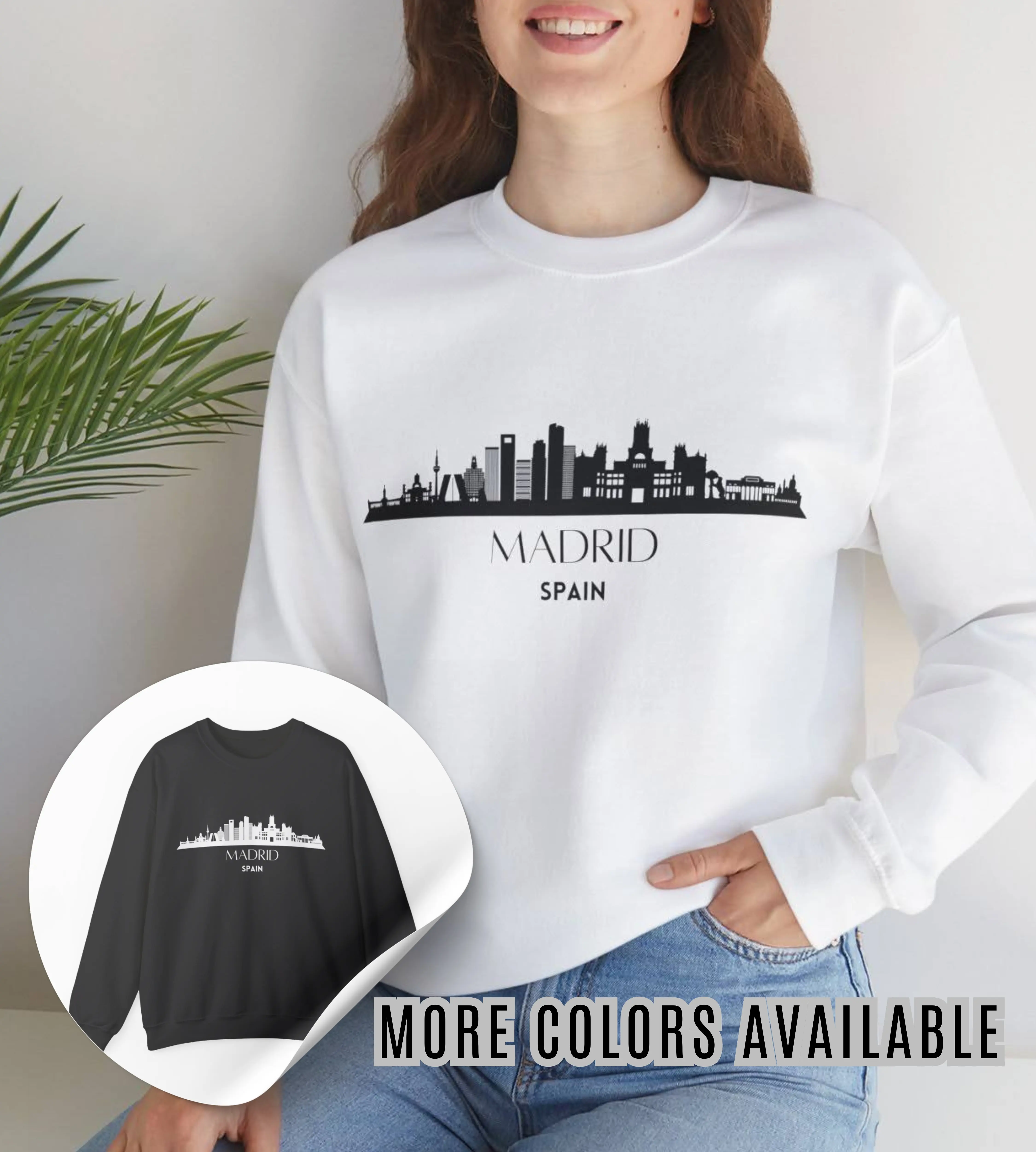 Madrid Sweatshirt - Spain - Eurotrip - Europe - Unisex - sweater - Women - Matching couples - City Skyline - Gift - Tourist