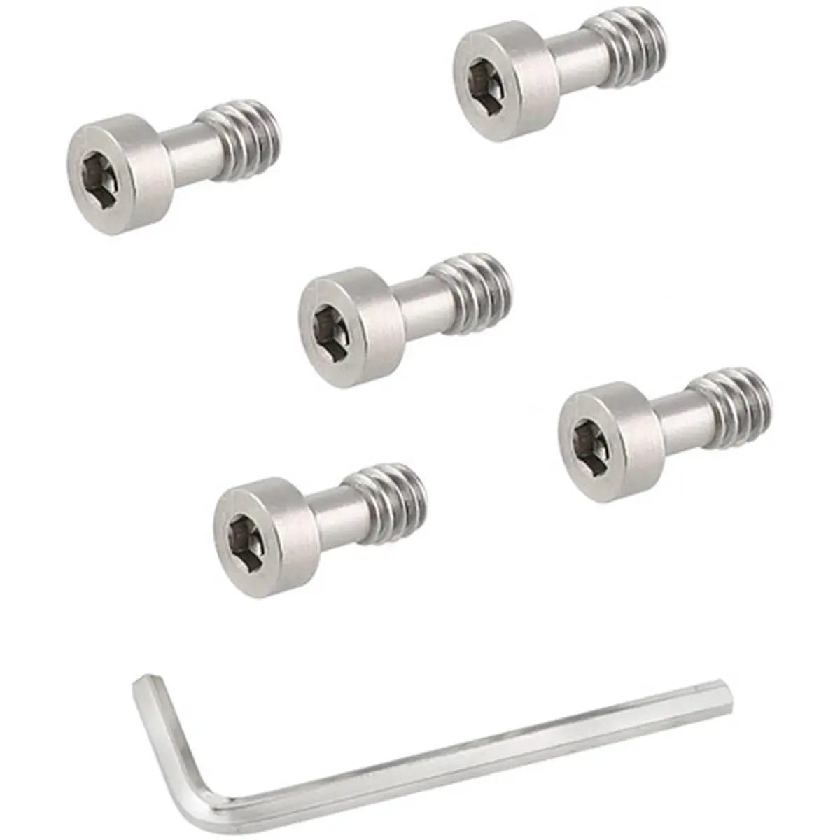 CAMVATE 1/4"-20 Male Thread Captive Screw with Hexagon Head for Grooved Baseplate, Silver, 5-Pack