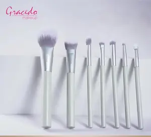 7Pcs Eco-Friendly Makeup Brush Set - Biodegradable PLA Handle, Corn Fiber Bristles, Soft Vegan Cruelty-Free, Sensitive Skin Safe Sustainable Face Brushes Beauty Gift