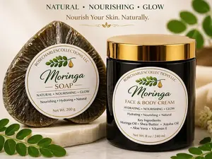 Moringa Face &Body Cream Combo– Advanced Brightening & Age-Defying Skin Cream with Kojic Acid, Licorice Root Extract, Pure Moringa Oil, Shea Butter & Aloe Vera (Moisturizer)