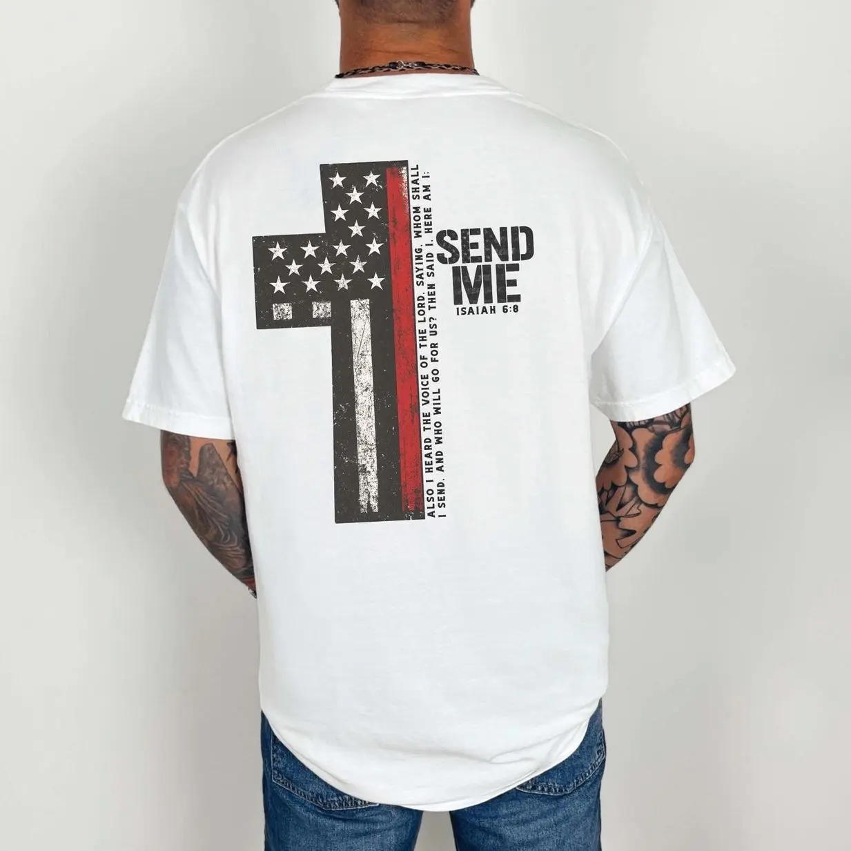 Send Me Isaiah 6:8 T-Shirt, Bible Verse Shirt, Christian Apparel, Firefighter Shirt, Faith Shirt