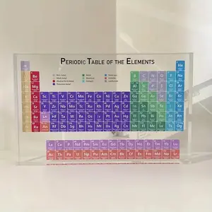 Acrylic Periodic Table Display Block, Educational Chemistry Teaching Tool, Color-Coded Atomic Data, Ideal Gift for Students & Teachers