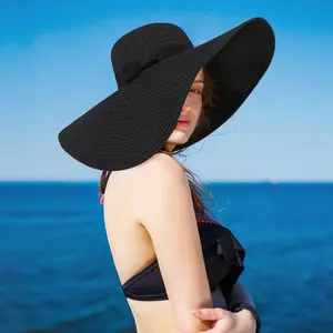 Loritta Women Wide Brim Beach Hat Floppy Foldable Portable Straw Sun Hat for Women UPF 50+ Loritta
