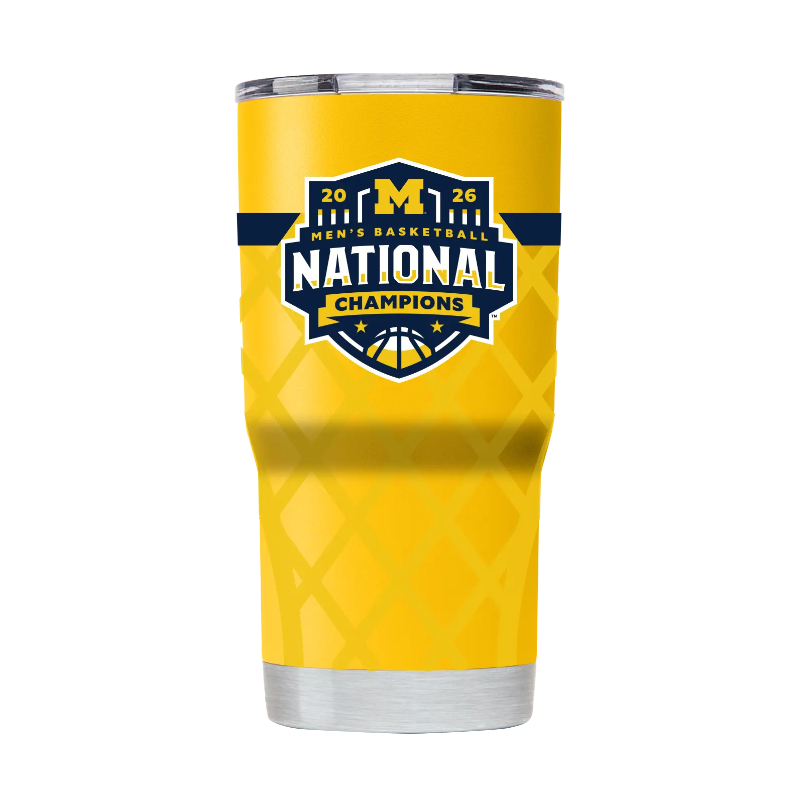 Michigan 2026 National Champs 20oz Stainless Steel Vacuum Flask - BPA-Free, Insulated, 500-1000ml, Portable Yellow Basketball-Wrap Drinkware for Adults, Casual Kitchen Use
