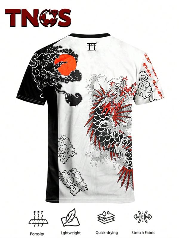 Japanese Football Jersey & Samurai Print Round Neck Comfortable Sports Top, Stylish Jersey, Japanese Culture Design, Perfect for Fans, Workout Top