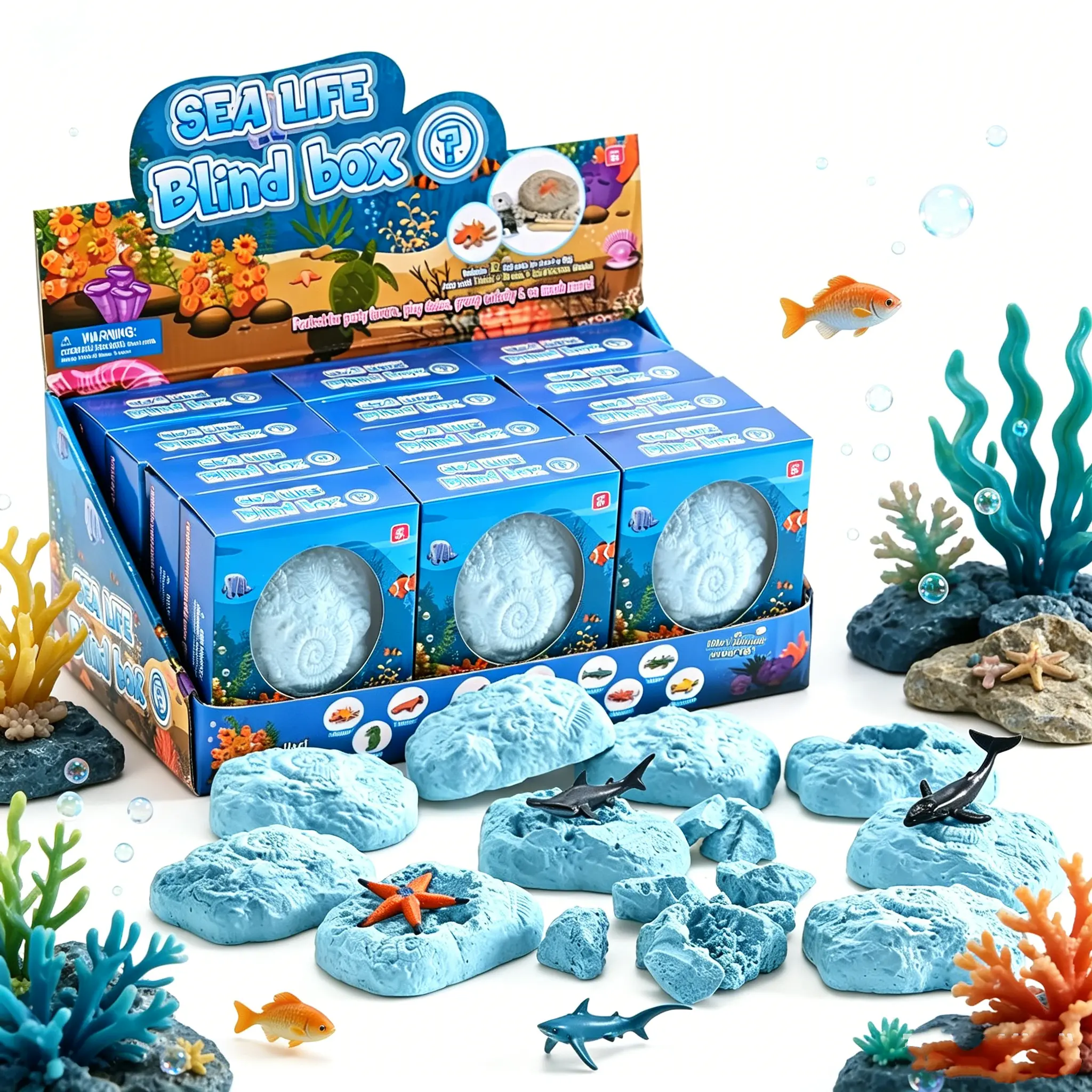 12-Piece Archaeological Marine Creatures Excavation Dig Kit (Set of 12 Boxes), Unisex STEM Educational Toy for Ages 6+, Family Time Hands-On Science Gift, Christmas & Birthday Essentials