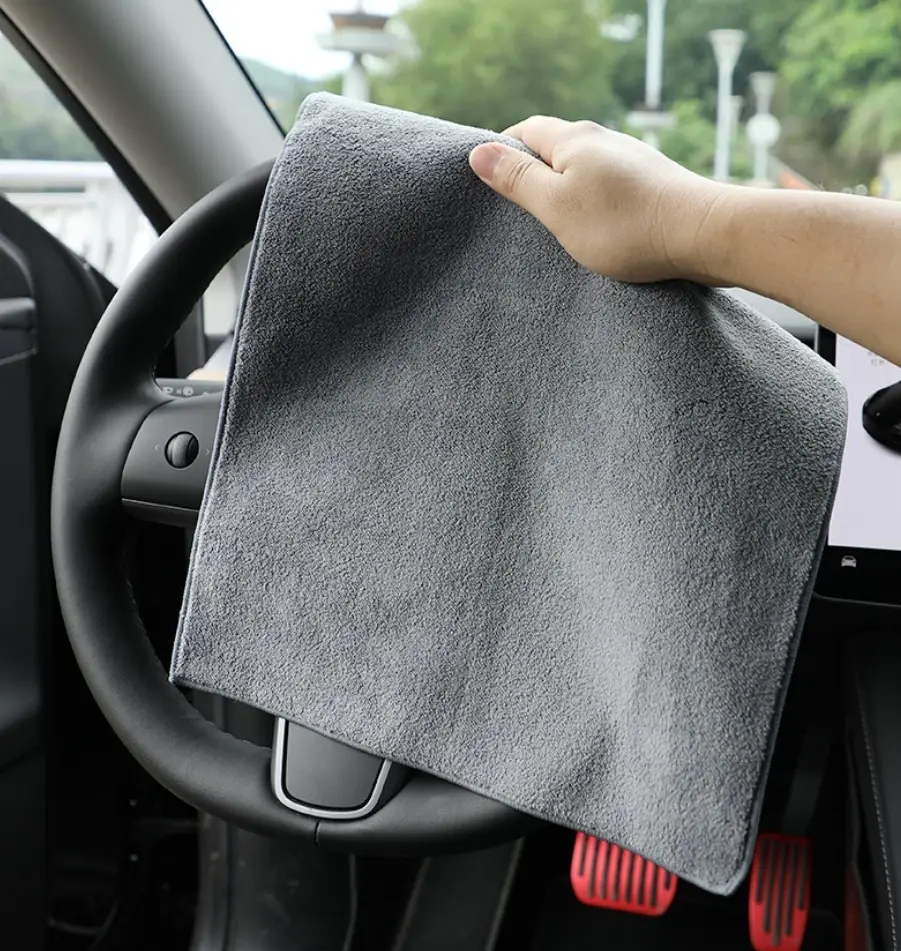 DALUCO Microfiber Suede Towel for Auto Parts and Car Interiors - No Scratching, No Streaks, Reusable, Absorbent, Quick Drying Ultra-Absorbent Microfib