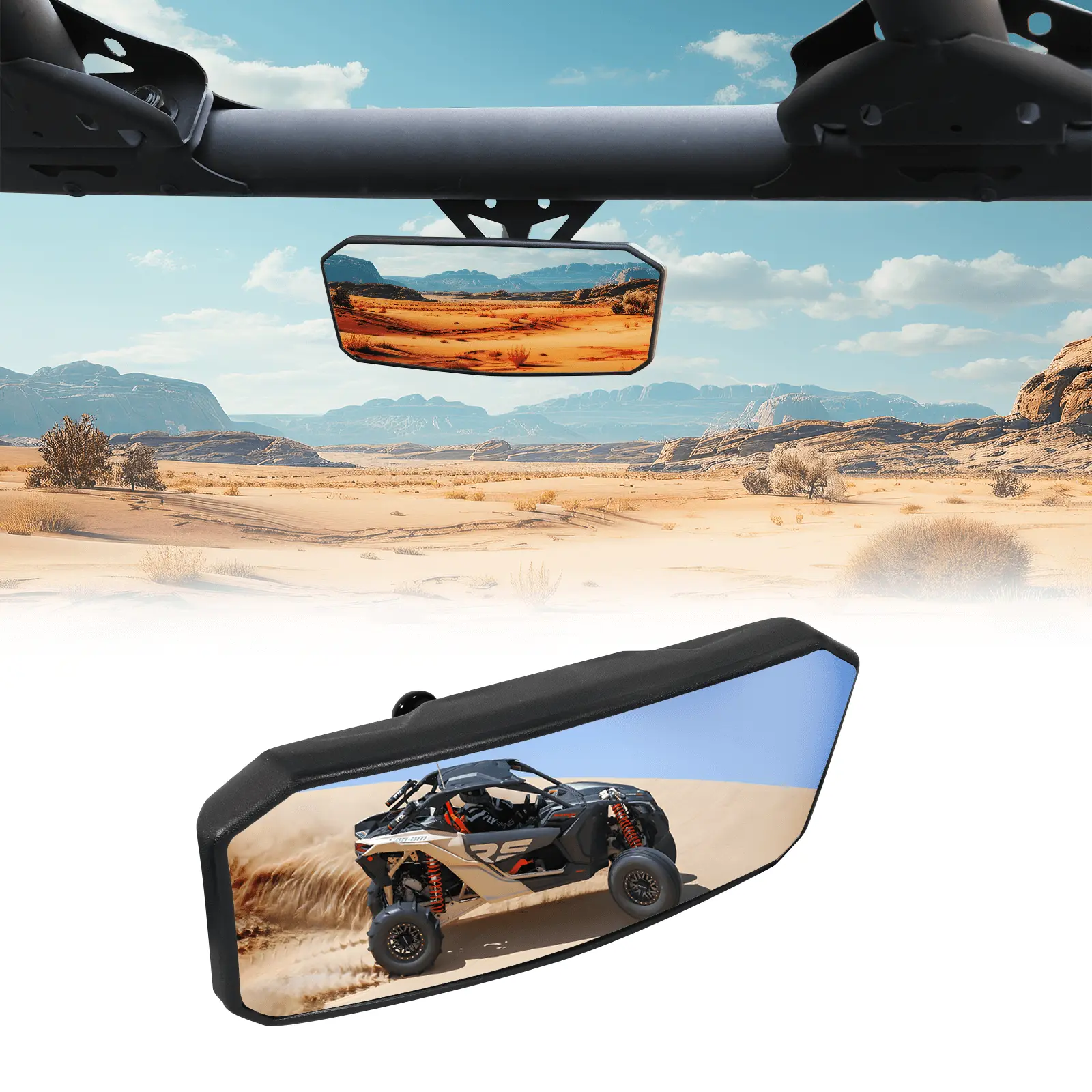 Convex Blind Spot Rear View Mirror for Can-Am Maverick X3/Max ATV - Adjustable 360° Angle Automotive Safety Replacement Accessory
