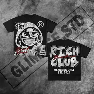 Y2K Graphic "Rich Club Boy" Personalize Printed Printed Tshirt, For Men For Women