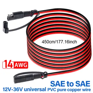 14AWG 4.5M SAE to SAE Extension Cable Quick Connector For Car RV Motorcycle Solar Panel 12V-36V SAE Plug Battery Charging Cable