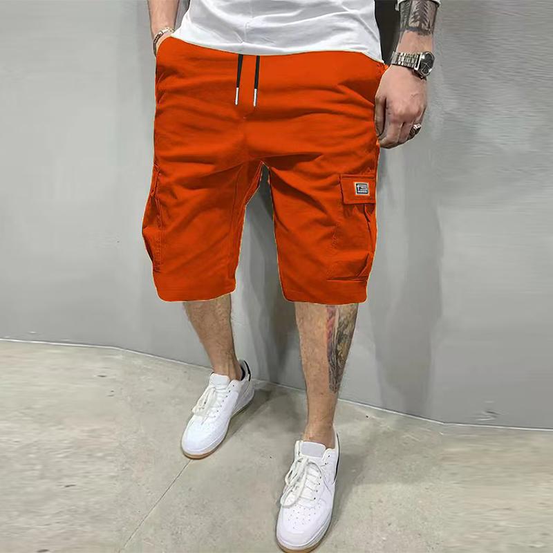 New summer men’s casual beach pants in multiple colors; straight-leg drawstring elastic-waist ice silk high-stretch breathable quick-dry athletic shorts; stylish cargo casual shorts for everyday commuting and outdoor wear.