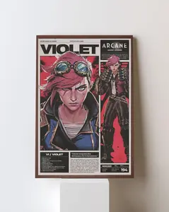 Printed poster Vi Arcane League of Legends Dynamic Illustration Poster Wall Decor, Purple Arcane Zaun Poster, Poster Gifts - Unframed (No Frame)