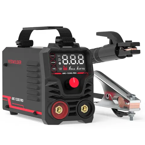YESWELDER ARC-125DS-PRO 20-125A 110V Mini Portable Handheld Stick Welder - DC IGBT Inverter MMA Digital Machine with Hot Start, Arc Force, Anti-Stick, 6.5ft Electrode Holder Cable, Ideal for Metal/Lead Work