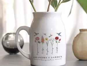 Mothers Day Gifts For Grandma,Custom Birth Flower Vase, Personalized Grandmas Garden Vase, Grandma Gifts, Gifts For Mom, Birth Month Flower